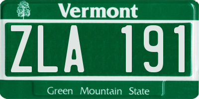 VT license plate ZLA191