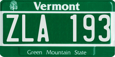 VT license plate ZLA193