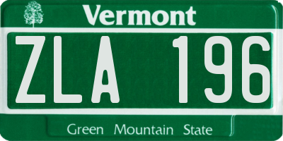 VT license plate ZLA196