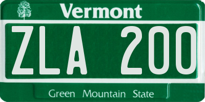 VT license plate ZLA200