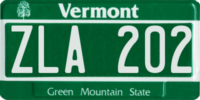 VT license plate ZLA202