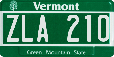 VT license plate ZLA210