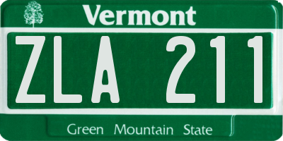 VT license plate ZLA211