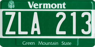VT license plate ZLA213