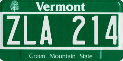 VT license plate ZLA214
