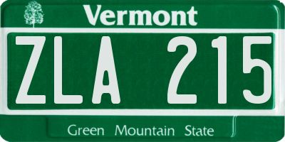 VT license plate ZLA215