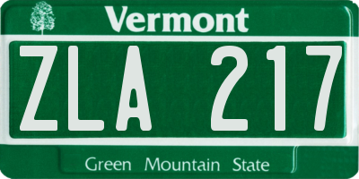 VT license plate ZLA217
