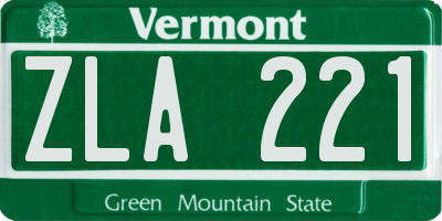 VT license plate ZLA221