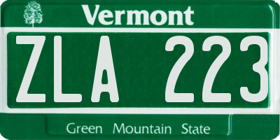 VT license plate ZLA223
