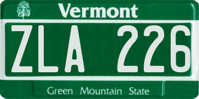 VT license plate ZLA226