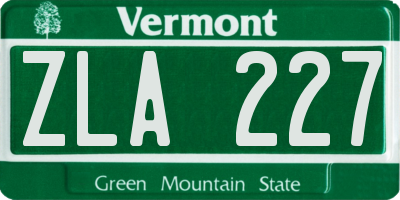 VT license plate ZLA227