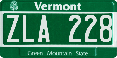 VT license plate ZLA228