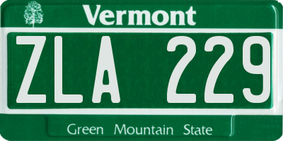 VT license plate ZLA229