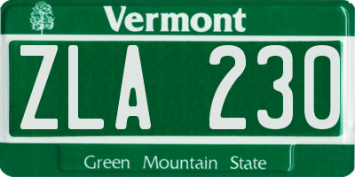 VT license plate ZLA230