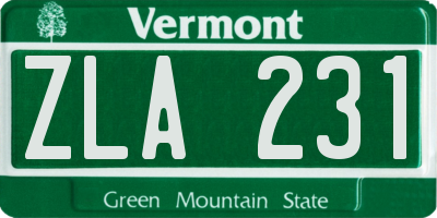 VT license plate ZLA231
