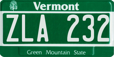 VT license plate ZLA232