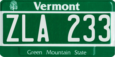 VT license plate ZLA233