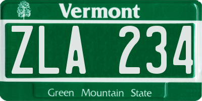 VT license plate ZLA234