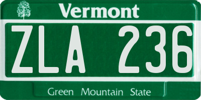VT license plate ZLA236