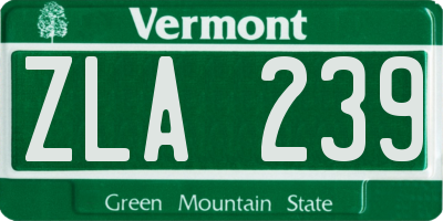 VT license plate ZLA239