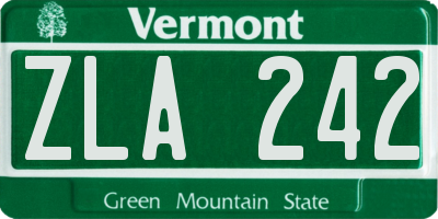 VT license plate ZLA242