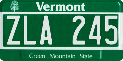 VT license plate ZLA245