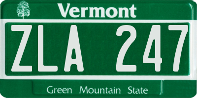 VT license plate ZLA247