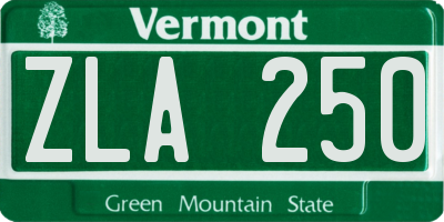 VT license plate ZLA250