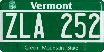 VT license plate ZLA252