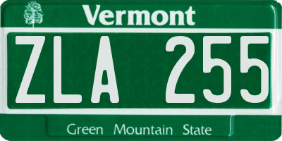 VT license plate ZLA255