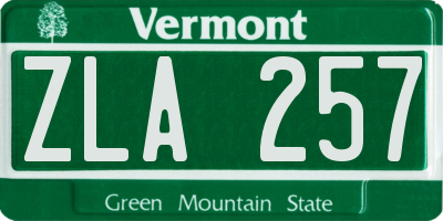 VT license plate ZLA257