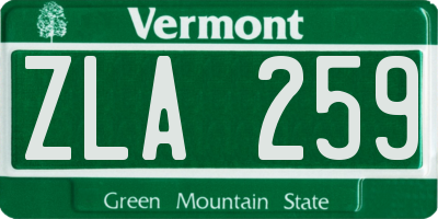 VT license plate ZLA259