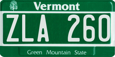 VT license plate ZLA260
