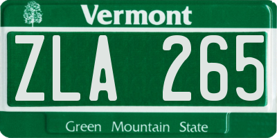 VT license plate ZLA265