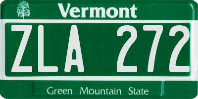VT license plate ZLA272