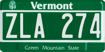 VT license plate ZLA274