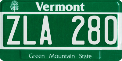 VT license plate ZLA280