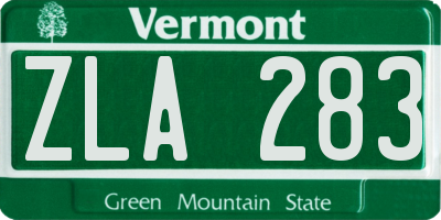 VT license plate ZLA283