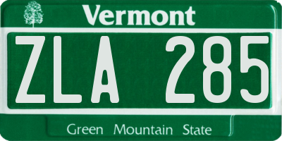 VT license plate ZLA285