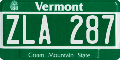 VT license plate ZLA287