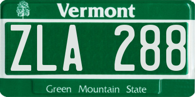 VT license plate ZLA288
