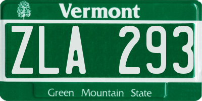 VT license plate ZLA293