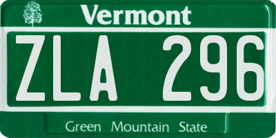 VT license plate ZLA296