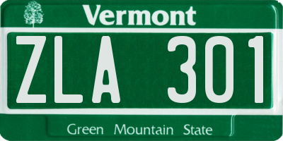 VT license plate ZLA301