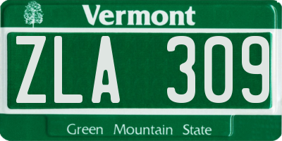 VT license plate ZLA309