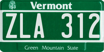VT license plate ZLA312