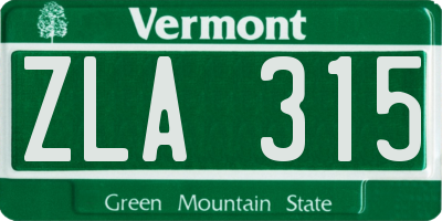 VT license plate ZLA315