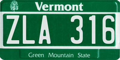 VT license plate ZLA316