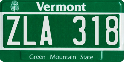 VT license plate ZLA318