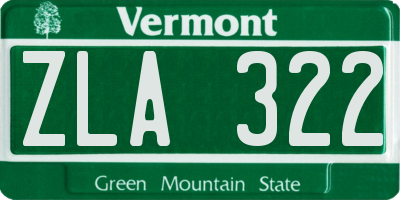VT license plate ZLA322